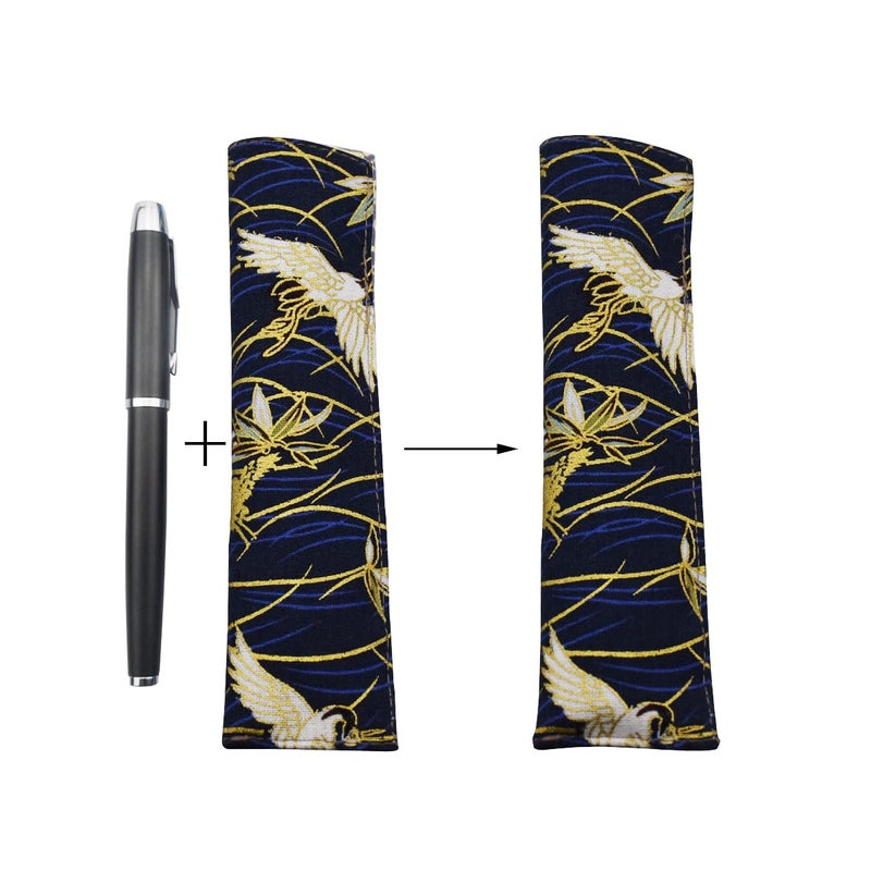 enyuwlcm Fabric Fountain Pen Case Single Pen Sleeve Holder for Pocket Vintage Pen Cover Waves and Propitious Clouds 2 Packs - Image 5